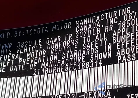 2014 Toyota Corolla Le from USA, damaged, VIN 2T1BURHE8EC188314